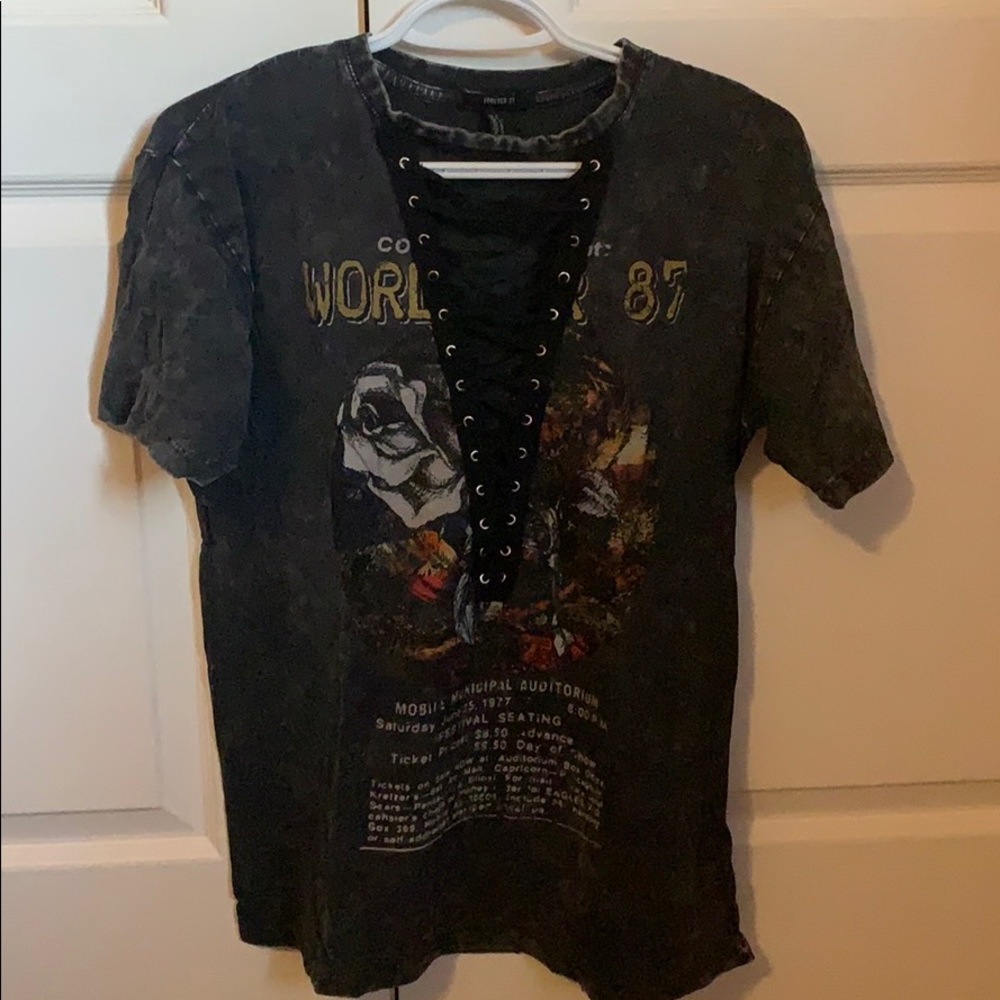 Forever 21 Lace Up T-shirt